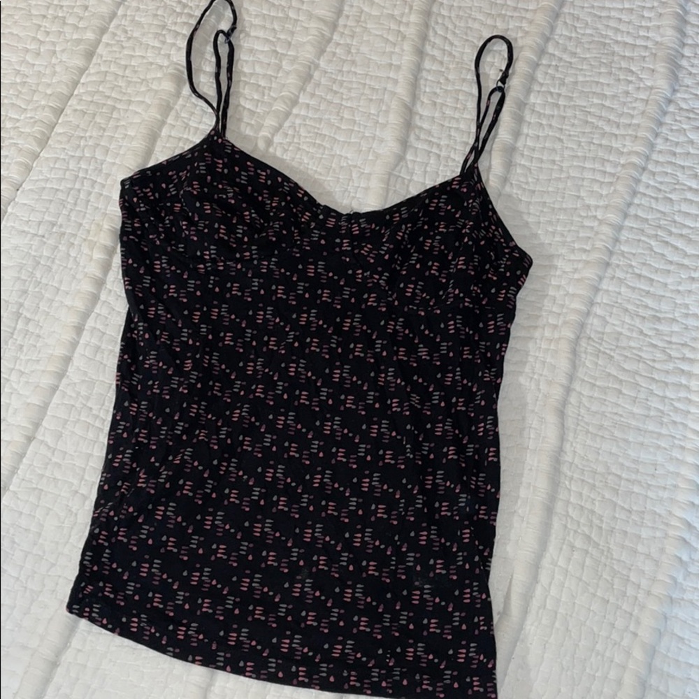 Spaghetti Strap Tank Top with Pink Design
